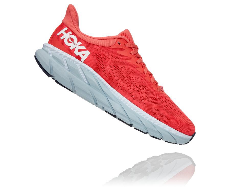 Tenis Hoka One One Mujer Rojos/Blancos - Clifton 7 - ZPSL85642